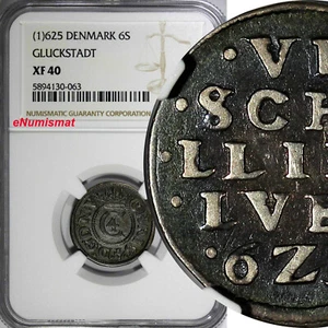 Denmark GLUCKSTADT Christian IV 1625 6 Skilling Lybsk NGC XF40 TOP GRADED KM# 18 - Picture 1 of 4