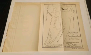 1913 ST. CLAIR RIVER AT PORT HURON MICHIGAN ENGINEERING MAP 7.75 X 9! - Picture 1 of 2