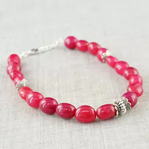 Rare 124.50 Cts Earth Mined Red Ruby Oval Shape Beads Bracelet - Best Quality - Picture 1 of 2