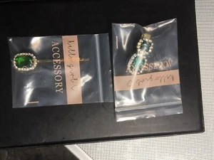 2 Hello Girl Emerald Hair Clips / Bobbie Pins Unwanted With Bag Unwanted - Picture 1 of 3
