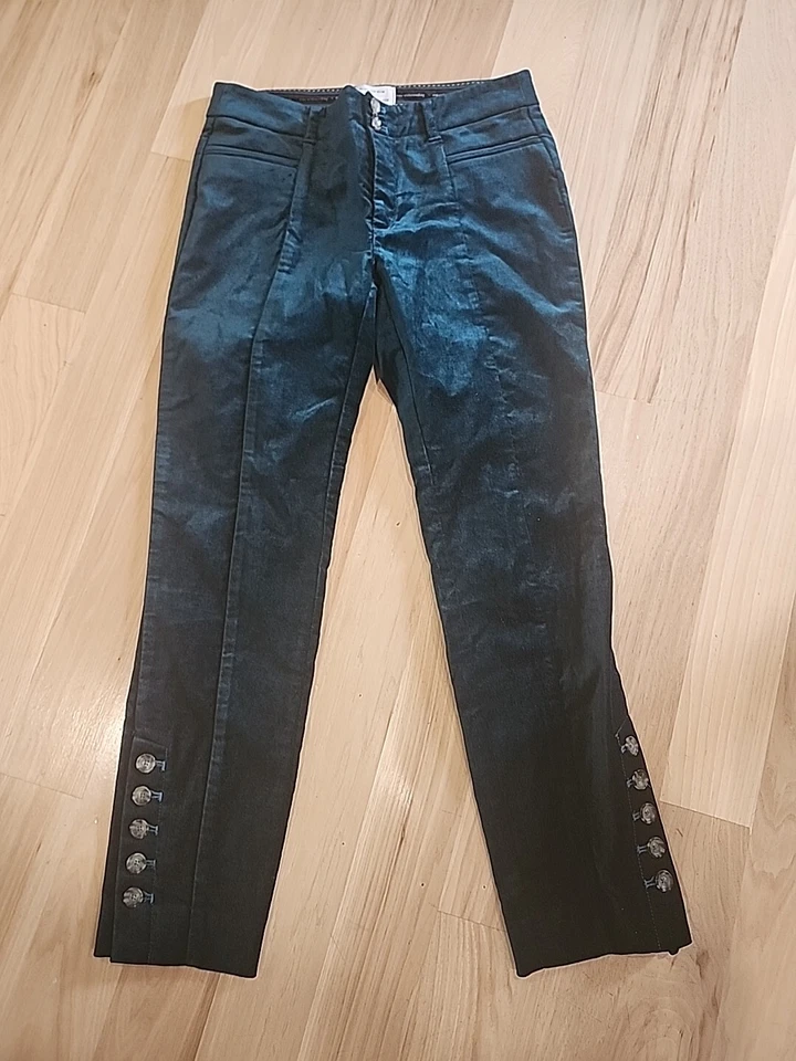 Anthropologie The Essential Velvet Slim Trouser Pant Size 0 Holly Green Euc - Image 1 of 4