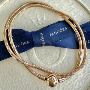 Authentic Pandora ROSE GOLD Moments Snake Chain Charm Necklace 45cm #382234C00 - Picture 1 of 7
