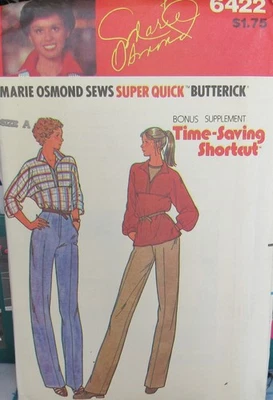 VTG Butterick 6422 Marie Osmond Misses 8-12 HIGH WAIST Pants & Tunic Top Pattern - Image 1 of 2