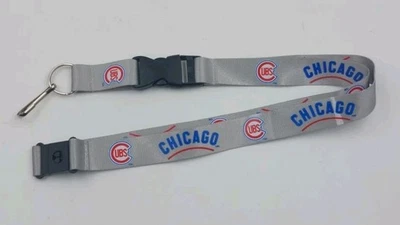 Chicago Cubs Gray Baseball Lanyard Keychain With Clip Fan Gear MLB - Image 1 of 4