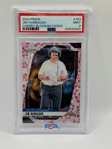 2024 NFL PRIZM CHOICE - Jim Harbaugh CHERRY BLOSSOM /15 LA Chargers PSA 9 POP 1 - Picture 1 of 2