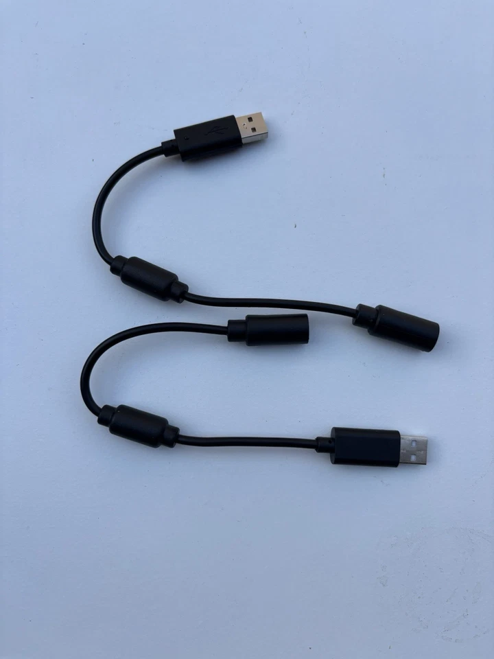 2x USB Breakaway Dongle Cavo Adattatore per Xbox 360 PC Controller Cablato - Immagine 1 di 1