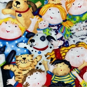 Pets Kids Novelty Print 1 1/3 yards from Timeless Treasures 100% Cotton Fabric - Picture 1 of 7