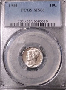 Mercury Dime 1944 graduación profesional MS 66  - Imagen 1 de 3