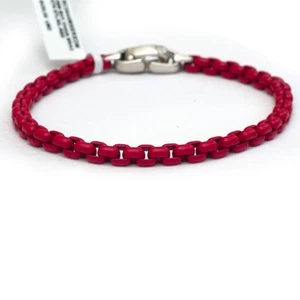 DAVID YURMAN Nuovo Bracciale Uomo 5mm Catena Scatola Rossa - Acciaio Inox, Argento Medium - Foto 1 di 6