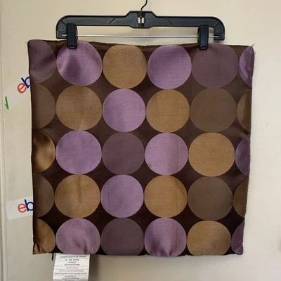 Chocolate Brown Polka Dot Throw Pillow w Gold, Brown, Purple 18”x18” Polyester - Image 1 of 4
