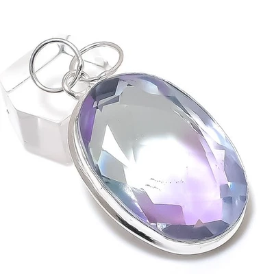 Colgante de joyería de plata de ley 925 con piedras preciosas de topacio blanco natural 2,01" regalo L418 Foto 1 de 4