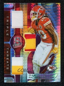 2023 Panini Spectra Triple Threats Neon Pink Prizm /15 Isiah Pacheco #TT-IPA - Foto 1 di 3