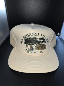 Vintage 80s Old Bedford Village Pennsylvania Mesh Trucker Snapback Hat - Picture 1 of 6