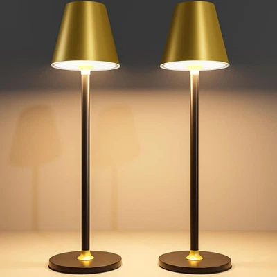 Modern LED CordlessTable Lamp,4000mAh Rechargeable Gold&Black 2pack  - Image 1 of 4