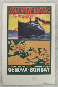 cartolina pubblicitarie navigazione genova bombay italmar 900 formato piccolo - Picture 1 of 14