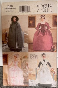 UNCUT OOP Pattern VOGUE CRAFT #7039 BARBIE Size 11 1/2" Historical 3 Outfit Doll - Picture 1 of 7