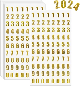7 Sheets Number Stickers, 1 inch Gold Number Stickers, Graduation Cap Sticker... - Picture 1 of 14