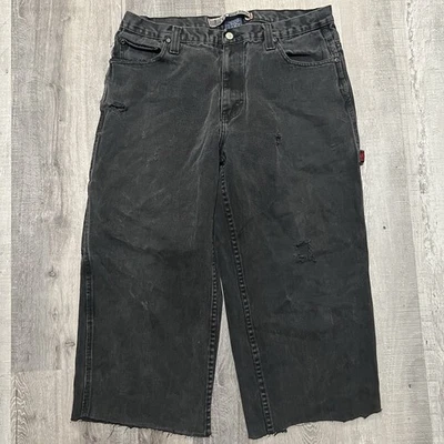 Vintage US Polo Assn Baggy Black Carpenter Jeans Faded Distressed Extra Short! - Image 1 of 4