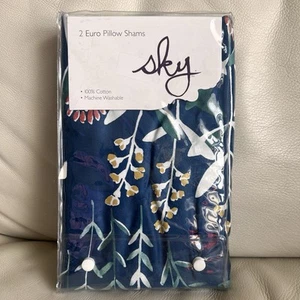 Sky Floral 2 Euro Pillow Shams Midnight Meadow 100% Cotton Machine Washable NEW! - Picture 1 of 5