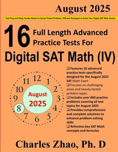 16 Full-Length Practice Tests and Study Guide for Prep of Digital SAT Math (V) - Imagen 1 de 2