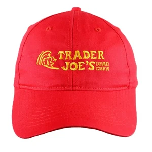 Trader Joe’s Demo Crew Hat Cap Red Adjustable Strapback Employee Uniform - Picture 1 of 4