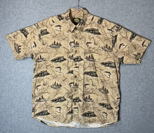 Cabelas Shirt Mens Large Fishing Boat Outdoors Button Up Short Sleeve - Picture 1 of 8
