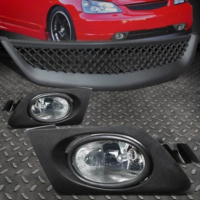 LENTE TRANSPARENTE LUZ ANTINIEBLA DE CONDUCCIÓN + INTERRUPTOR + REJILLA TIPO R PARA 01-03 HONDA CIVIC 2 PUERTAS/4 PUERTAS Foto 1 de 4