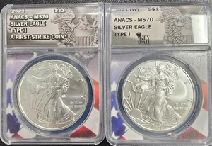 2021 /2021-W AMERICAN EAGLE SILVER DOLLAR - TYPE 1 - ANACS-MS 70 - Picture 1 of 2