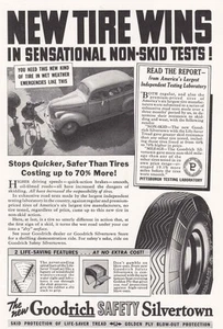 1938 Goodrich Safety Silvetown Tires: Non Skid Tests Vintage Print Ad - Picture 1 of 1