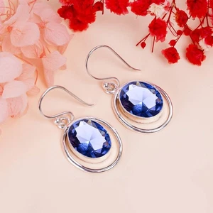 Iolite Gemstone 925 Sterling Silver Jewelry Earring, Beautiful Earring - Picture 1 of 4