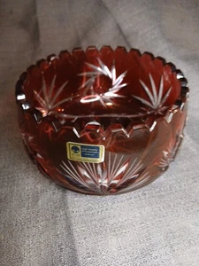 SCHLIFF AUF KLAR KRISTALL SCHALE RUBINROT GERMANY ORIGINAL AUFKLEBER - Bild 1 von 7