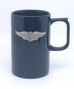 Taza de café Harley Davidson Hallmark 18 oz negra con alas plateadas - Imagen 1 de 7
