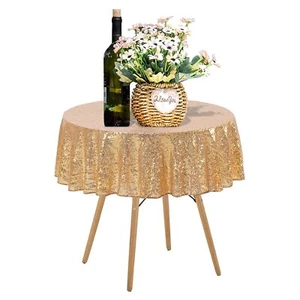 Gold Sequin Tablecloth 50" X 50" Glitter Metal Table Cover Square Sequence Table - Picture 1 of 6