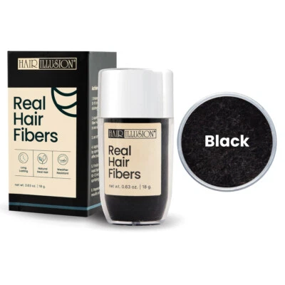 Real Hair Building Fibers by HAIR ILLUSION Instant Hair Loss Recovery Black 18g - Image 1 of 4