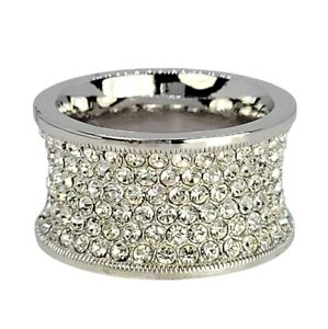 Nadri Shinny Silver Wide Pave CZ Eternity Cocktail Ring Band Sze 5.5 