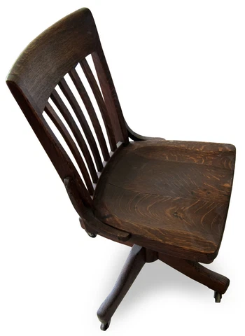 Antique American Oak Office Swivel Chair on Casters Cover