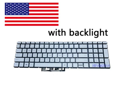 Nuevo teclado retroiluminado plateado para portátil HP 15-dw1xxx 15-dw1024wm 15-dw1056cl EE. UU. Foto 1 de 4