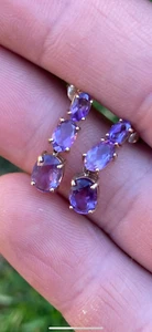 10ct gold Amethsyt dangle earrings not 9ct - Picture 1 of 4