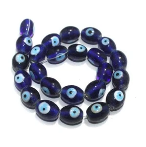 Cuentas de vidrio ovaladas para mal de ojo 2 cuerdas para pulseras fabricación de carpa azul 14x12 mm - Imagen 1 de 4