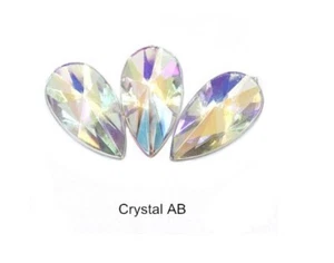 50 CRYSTAL CLEAR AB 18x9mm TEARDROP Oval Drop GEMS ACRYLIC FLATBACK Rhinestones - Picture 1 of 2