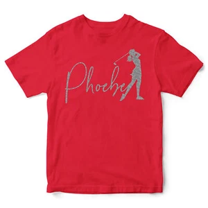 Silver Glitter Golf T Shirt Personalised Birthday Christmas Golfer Gifts for ... - Picture 1 of 11