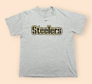 Vintage Pittsburgh Steelers Nike T Shirt 1990s Distressed Gray Large 90s - Photo 1/5