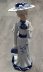 Vintage N. C. Cameron & Sons Toronto Blue and White Porcelain 8" Lady Figurine - Picture 1 of 6
