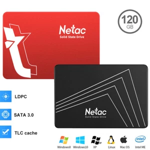 120GB Netac Interne Festplatte SSD 2.5" SATA III 6 GB/s 500MB/S 3D Nand Laptop - Afbeelding 1 van 15