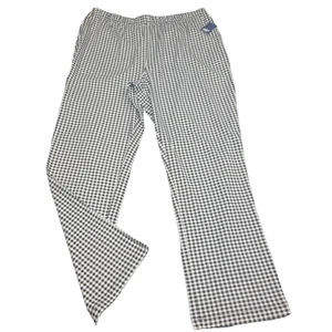 Lands End Sport Knit Pull On Pants 1X Plus Size Black White Check Print Pockets - Picture 1 of 11