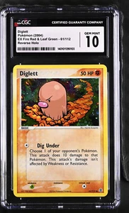 CGC 10 GEM MINT Diglett 61/112 REVERSE HOLO Pokemon Card - Picture 1 of 2