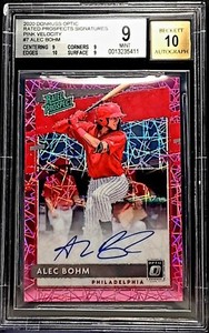 ALEC BOHM 2020 Optic Rated Prospects PINK VELOCITY Prizm ON CARD Auto BGS MINT