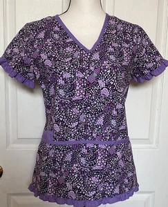 BARCO JUNIORS SCHRUBBEN TOP LILA PAISLEY RÜSCHENVERKLEIDUNG RÜCKSEITE GRÖSSE S - Bild 1 von 7