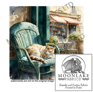 Cat Enjoying the Morning Sunshine 100% Cotton or Polyester Fabric Squares - Picture 1 of 3