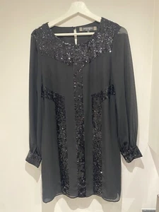 Ben De Lisi Black Sequin Lined Party Dress From Principles - Picture 1 of 6